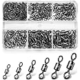 HoaaiGo 210 Pezzi Girelle da Pesca, Pesca Girevole, Connettori Clip Girevoli, Connettore Girevole da Pesca, Girelle Canna da Pesca in 5 Dimensioni 2# 4# 5# 6# 8# per Pesca in Acqua Salata