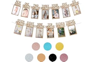 APRADAS Baby Photo Bunting Birthday Photo Banner With Newborn To 12 Months,Baby Milestone Photo Bunting Photo Banner For Recording Baby'S Growth In 12 Months