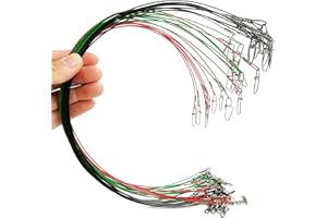 DRCHOER Fishing Wire Leaders for Saltwater: 30pcs Stainless Steel Line Leaders Nylon-Coated 19" - 100 LB High Strength Wire Rig for Shark Barracuda Pike Fishing