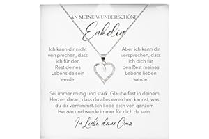 22Feels Enkelin Geschenk von Oma - Mädchen Schmuck Frauen Silber 925/000 Herz Halskette - Konfirmation Firmung 18. Geburtstag Weihnachten Abitur Bachelor Master - Karte Premium LED Licht Etui