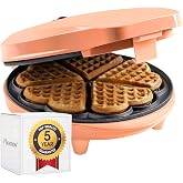 Bestron Classic Heart Shaped Waffle Maker with Indicator Light and Non-Stick Coating, Retro Design, 700 W, Colour: Orange