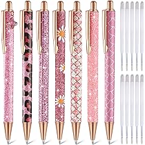 7 Penne A Sfera Con Glitter Metallizzato - Inchiostro Nero A Seccaggio Rapido, Per Scuola Ufficio