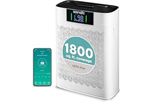 SereneLife HEPA Oczyszczacz Powietrza do Domu – Inteligentne Sterowanie WiFi i Aplikacja, Ultra Cichy Oczyszczacz Powietrza do Sypialni i Dużych Pomieszczeń, Usuwa Kurz, Włosy Zwierząt i Zapachy