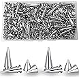230 Sets Cone Spikes, MaehSab Metal Tree Spikes, Screwback Spike Studs Rivets for Halloween Cosplay DIY Leather Craft Decoration Punk Rock Style Clothing Accessories (Silver)