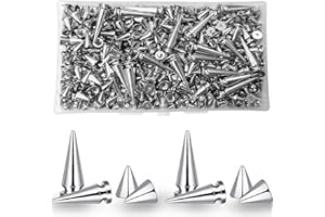230 Sets Kegel Spikes, MaehSab Metall Baum Spikes Screwback Spike Studs Nieten für Halloween Cosplay DIY Lederhandwerk Dekoration Punk Rock Stil Kleidung Zubehör (Silber)