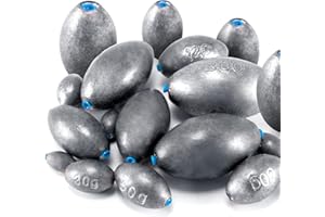 Alwonder Plombs Goutte/Olive 5g-50g | Enfilage Direct sur la Ligne | Accessoires pour Pêche en Bateau/Rivage | Compatible Lignes jusqu'à 0,50mm