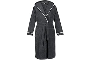 LAYNENBURG Szlafrok męski frotte, z kapturem, długi, 100% bawełna (380 g/m2), OEKO TEX Standard 100, rozmiar M, L, XL, XXL, 3XL