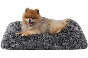 Bedsure Crate Bed - Fluffy Dog & Cat Mattress, Washable, Anti-Slip, Dark Grey, 61x45cm