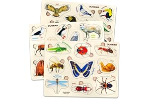 QUOKKA Puzzle Legno Bambini 1 2 3 Anni – 3 Giocattoli Puzzle Animali per Bimbi 18 Mesi – Giochi Montessori in Legno con Animali Realistici – Educativo Regalo per Bambini e Bambine 2 3 4 Anni