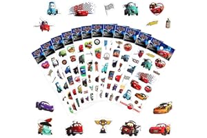 VIYAAN Enfants Stickers, Autocollant McQueen, 12 Feuilles d'autocollants 3D Gommettes, Cartoon Sticker, Sticker Skateboard DIY Decoration, pour Bagages, Skate, Motos, Cadeau pour Adultes Enfants