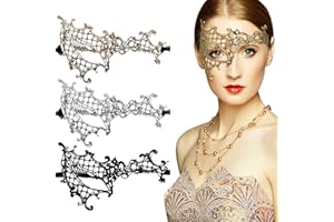 Chalyna 3 Pieces Masquerade Masks Lace Eye Mask Lady Girl Face Venetian Lace Mask for Ball Party Venetian Masquerade Costume Halloween Masquerade Party