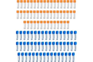 HAXIHA 100 Piezas Tubos crióricos de plástico 1.8ml Tubo de muestras,tubos de ensayo graduados,Recipiente de Muestracon Tapa Tubo de Laboratorio Azul/Naranja