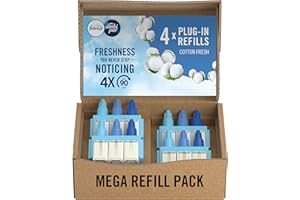 Febreze 3Volution Air Freshener Plug-In Refills, 4 Refills (20ML x 4), Cotton Fresh, 3 Alternating Scents to Fight Odours