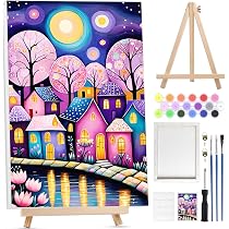 Pintura Acrílica Números Marco Madera Kit Pintar Por Números Mariquita EOBROMD - Lona 30x30 Cm Con Marco, Incluye Pinturas, Pinceles Y Caballete, Decoración Hogar Manualidades Relajación Decoración