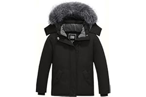 ZSHOW Giacca con Cappuccio Invernale Antivento Giubbotto Imbottito in Cotone Cappotto Foderato in Pile Parka Casual Idrorepellente Bambina