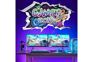 TOARTi Gamer Zone 3D Wall Stickers for Gamer Bedroom Accessories,Gaming Vinyl Wall Decal,Gaming Wall Stickers,Video Game Removable Wall Art playroom Decor for Teens(Colored)