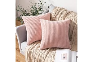 MIULEE Lot de 2 Decorative Housse de Coussin Imprimé en Velours Côtelé Canapé Taie d'oreiller Douce pour Maison Salon Chambre Clic Clac 45x45cm Rose