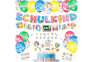 Elidepe Einschulung Deko, Einschulung Mädchen Junge, Unterwasserwelt Schulanfang Junge Mädchen Deko Set, Tortendeko Einschulung + SCHULKIND Banner + Zuckertüte + Schulkind Luftballons + Papierstücke