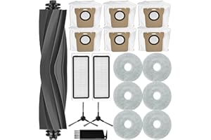 Liveryde Pièces de rechange compatibles avec Dreame L20 Ultra accessoires, 1 brosse principale, 2 brosses latérales, 2 filtres Hepa, 6 chiffons de nettoyage, 6 sacs à poussière