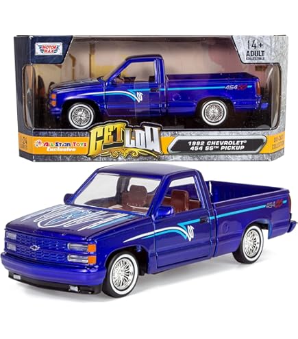 1985 Chevy C10 Pickup Truck Lowrider White Metallic with Blue