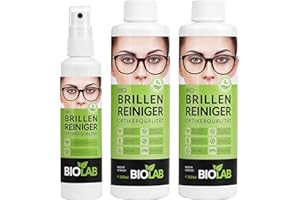 BIOLAB Bio środek do czyszczenia okularów, spray z pompką 100 ml plus 2 x butelka do uzupełniania 250 ml