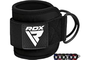 RDX Ankle Straps for Cable Machines – 7MM Neoprene Padded 10"x4" Adjustable Gym Cuffs with Dual D-Rings – Weight Attachments for Wrist Glutes Leg Kickbacks Hip Abduction Strength Workouts – Men Women