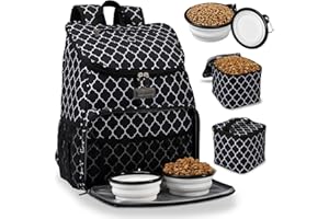 BAGLHER丨Dog Travel Bag, Airline Approved Pet Supplies Backpack, Dog Travel Backpack with 2 Silicone Collapsible Bowls and 2 Food Baskets