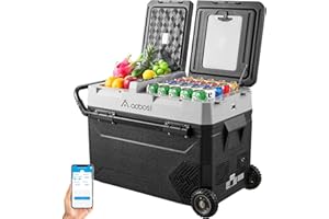 AAOBOSI Frigo Portatile,Frigo per Auto 57L con controllo App,Frigo Campeggio per la conservazione di bevande e alimenti, -20°C - 20°C, 12/24V. frigorifero per auto, casa, viaggi e feste, ecc.