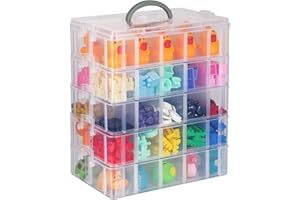 BELLE VOUS Boite de Rangement Transparente 5 Niveaux Superposables en Plastique - Compartiments Réglables - Maximum 50 Compartiments - Boite en Plastique pour Jouets, Bijoux, Perles, Loisirs, Outils