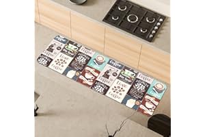 Comart - Tappeto Cucina Malaga - Passatoia 100% PVC - Antimacchia - Antiscivolo - Impermeabile - Tappetino Lavabile in Lavatrice - Corsia Moderna per Cucina e Corridoio - Vintage Coffee - 55x170 cm