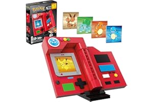 MEGA BRANDS MEGA Juego de Juguetes de construcción Pokémon, Pokédex de la región de Kanto con 322 Piezas, luz y 5 Tarjetas lenticulares, para niños o Adultos coleccionables