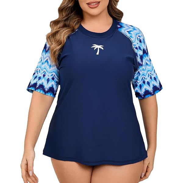 Halcurt Damen Rashguard Badeshirt Kurzärmlig, Mit Integriertem BH – UPF 50+, Schnell Trocknend