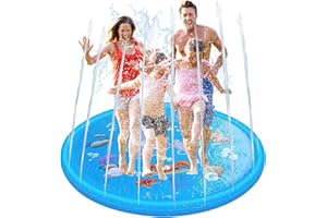 LOVICVKEM Tappetino Gioco d'Acqua per Bambini, 170cm Antiscivolo Splash Pad, Giocattolo per tappetino spray da giardino per giochi all'aperto per Bambini, set da gioco estivo per animali domestici