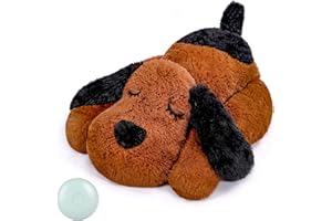 WEOK Heartbeat Welpe Plüsch Hundespielzeug, Welpe Herzschlag Stofftier für Hunde Angst Linderung Verhalten Hilfe Spielzeug, Herzschlag Plüschtiere für Hunde (Brown Dark)