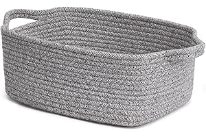 TIMEYARD Aufbewahrungskorb, Geschenkkorb Leer, Baumwolle Organizer Korb für Handtücher, Snacks, Hundespielzeug, Korb für Decken, Korb für Regal, Wohnzimmer, Kinderzimmer, 33 x 25 x 12 cm, Grau