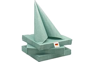 ‎100%MOSEL 100% Mosel Servietten, 60 Stück (33 x 33 cm), in Eukalyptus Grün, edle Tischdeko für Hochzeit, Kommunion, Konfirmation, Taufe & Geburtstag