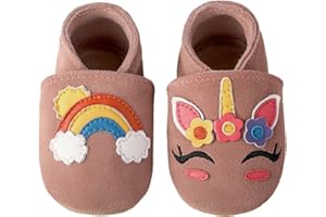 Aiseyi Krabbelschuhe Lauflernschuhe Baby Schuhe Non-Slip Lederpuschen Soft Babyschuhe Atmungsaktive Lederschuhe Babys Kleinkind mit Gummiband für Zuhause Kita