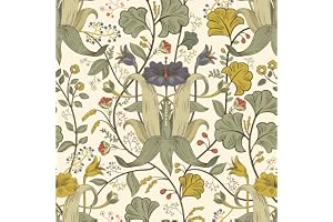 VEELIKE Beige blommig tapet vintage blad kontaktpapper självhäftande klibbig baksida plast tropisk väggmålning blomtryck foder papper för lådor kök skåp klistermärke sovrum 44,5 cm × 300 cm