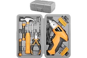 Hi-Spec 19pc 3.6V USB Small Power Screwdriver & Home DIY Tool Kit Set. Cordless & Rechargeable Electric Screwdriver and Compact Hand Tool Box Set