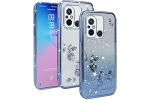 XINYEXIN Funda Glitter para Xiaomi Redmi 12C, Carcasa Teléfono Antigolpes Transparente Bling Sparkle, Ultra Delgado Cute Brillante para Niñas y Mujeres - Azul