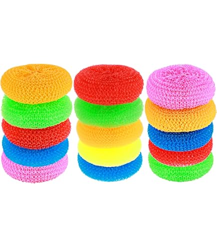Gerichte kratzfeste Schrubber, Kunststoff-Geschirrschrubber für Geschirr, runder Nylon-Scheuerschwamm, wiederverwendbare Reinigungsscheuerschwämme, Spülpads für Pfanne, Küche, Fleckenentfernung Gerichte kratzfeste Schrubber, Kunststoff-Geschirrschrubber für Geschirr, runder Nylon-Scheuerschwamm, wiederverwendbare Reinigungsscheuerschwämme, Spülpads für Pfanne, Küche, Fleckenentfernung