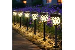 HELESIN Lampy Solarne Do Ogrodu, 6 Sztuk, Zewnętrzne, Wodoszczelne, LED, Dekoracja Ścieżek, Trawników, Szklarni i Tarasów (Ciepła Biel)