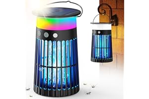 Dnenellr Electric Solar Insect Killer, 4200 V Mosquito Lamp with LED Light, Outdoor Mosquito Trap, Electric, Waterproof IPX5, for Indoor, Outdoor, Bedroom, Home, Patio, Backyard and Camping