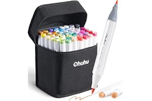 ‎OHUHU Ohuhu Marker Stifte Set, 48 Farbige Manga Marker Doppelspitze (Pinsel & feine Spitze) Marker Stifte für Künstler-Kunstmarker für die Kolorierung Illustration von Erwachsenen für Weihnachten