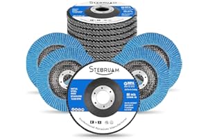 STEBRUAM 12 Stück 115 mm Fächerscheiben Fächerschleifscheibe Lamellenscheiben Schleifscheiben Schleifmopteller Körnung 40 für Akku Winkelschleifer GWS BTI Edelstahl Metall und Holz(Blau)
