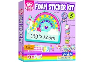 KRAFUN My First Mosaic Sticker Kit, 5 No Mess Crafting Arts and Crafts for Kids, DIY 600pcs Felt Sticker Creative Activity, Easter Gifts for Girls Ages 3-8 Animal Craft Kits & Supplies, 89813