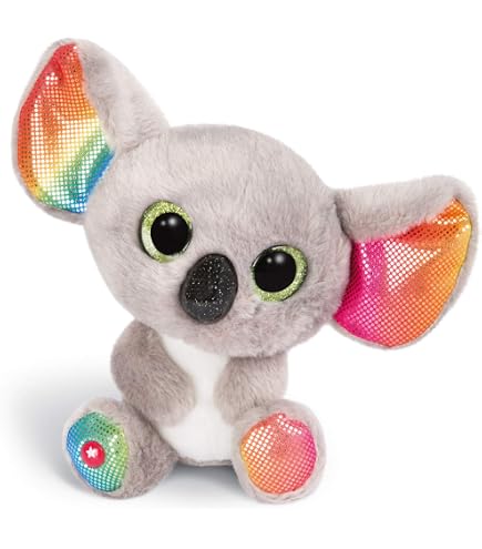 NICI GLUBSCHIS Doudou lapin Rainbow Candy 25 cm couché - Peluche moelleuse avec de grands yeux scintillants, peluche pour les amateurs de doudous - 49740
