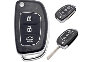 Lage Guscio per Chiave compatibile con Hyundai i20, i30, i40, ix20, ix30, ix35, ix45, ix55, Tucson, Santa Fe Elantra, Accent - Telecomando Cover Scocca di Ricambio a 3 Tasti Pulsanti con Lama - Nero