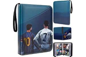 KOWVOWZ Football Card Holder 400 Pockets, Football Card Binder with Removable Sleeves, Trading Cards Album, Football Card Holder Album with Zipper and Handle Strap, Fits Most 9 x 6.5cm Cards
