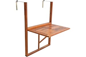 Bois d'acacia table suspendue pour balcon pliable, Table, Table de balcon, table, 60 x 40 cm, table suspendus